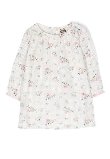 Bonton floral-print cotton dress - Bianco