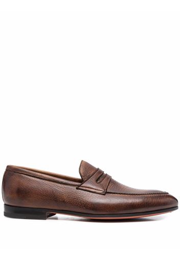 Bontoni principe leather slip-on loafers - Marrone