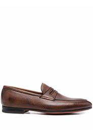 Bontoni principe leather slip-on loafers - Marrone