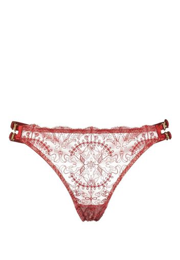 Bordelle Cymatic sheer-lace thong - Rosso