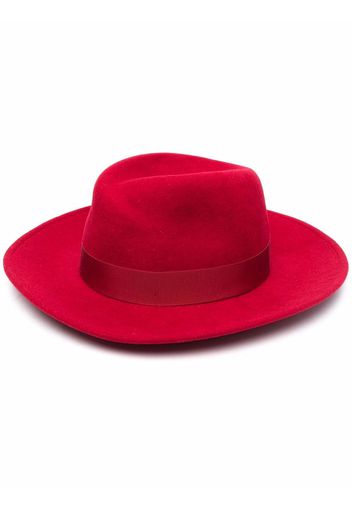 Borsalino strap-detail fedora hat - Rosso