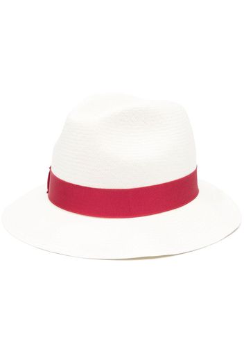 Borsalino Panama straw fedora hat - Bianco