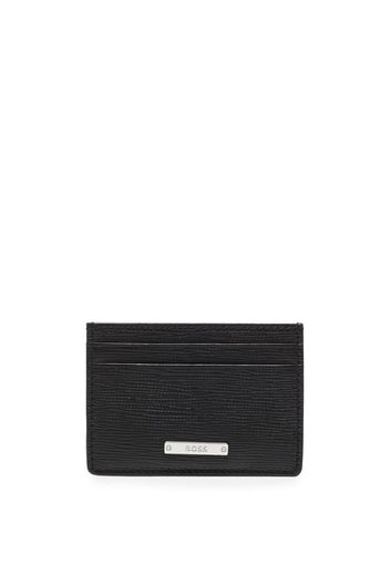 BOSS logo-plaque leather cardholder - Nero