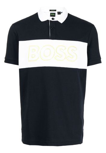 BOSS logo-print short-sleeved polo shirt - Blu