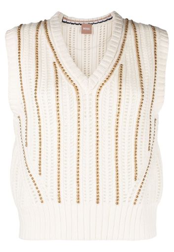 BOSS bead-detail knit vest - Bianco