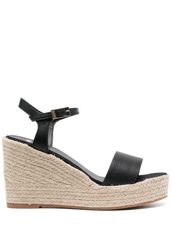 BOSS 100mm open-toe wedge sandals - Nero