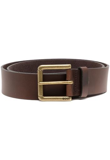 BOSS engraved-logo buckle belt - Marrone