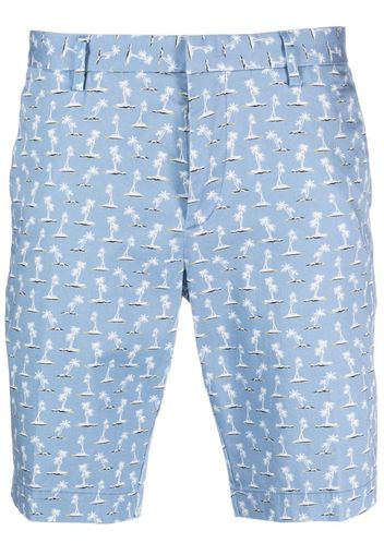 BOSS palm tree-print chino shorts - Blu