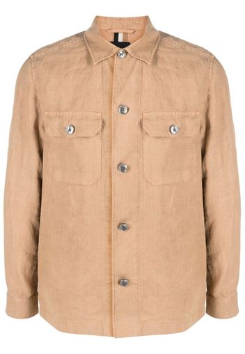 BOSS long-sleeved linen overshirt - Toni neutri