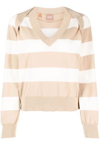 BOSS v-neck cotton jumper - Toni neutri