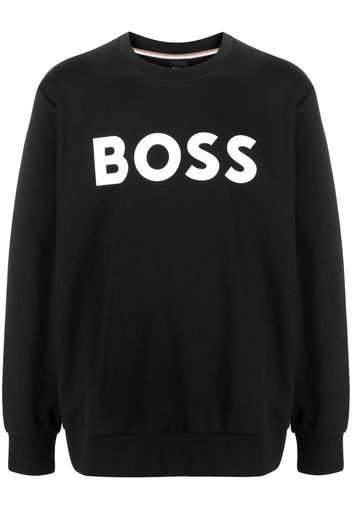 BOSS flocked-logo cotton sweatshirt - Nero