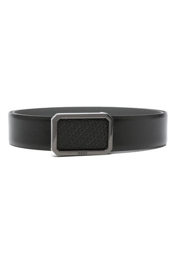 BOSS monogram-plaque buckle leather belt - Nero