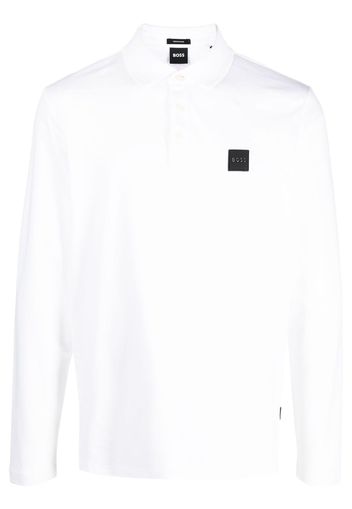 BOSS logo-patch cotton polo shirt - Bianco