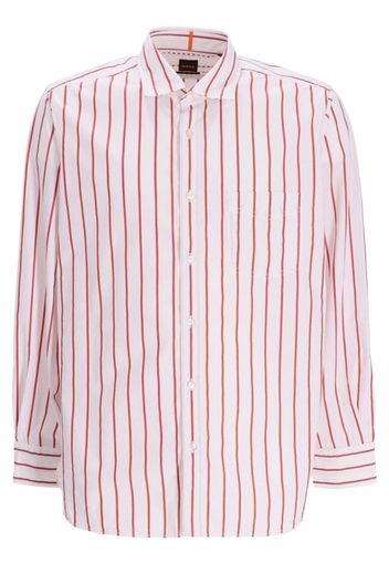 BOSS striped long-sleeve cotton shirt - Marrone