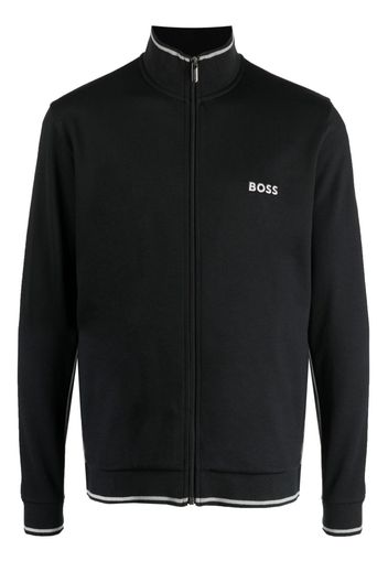 BOSS logo-embroidered zip-up jacket - Nero