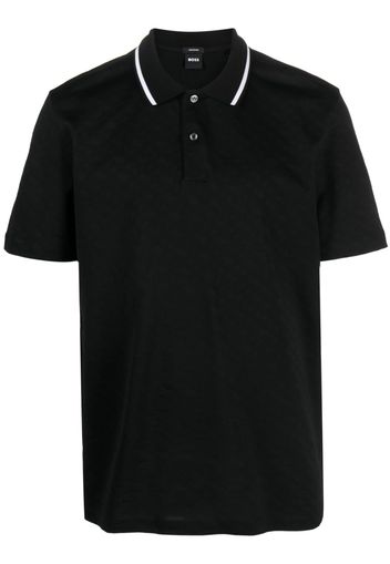 BOSS monogram-jacquard cotton polo shirt - Nero