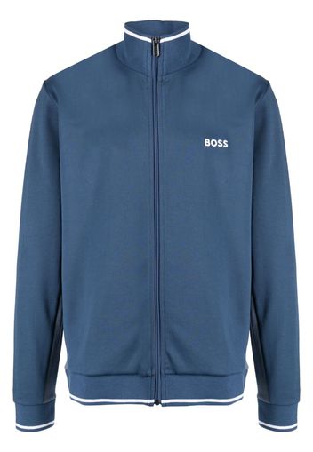 BOSS logo-embroidered zip-up jacket - Blu