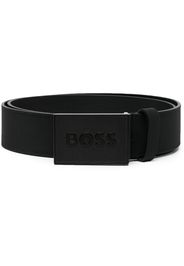 BOSS Cintura con placca logo in pelle - Nero