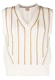 BOSS bead-detail knit vest - Bianco