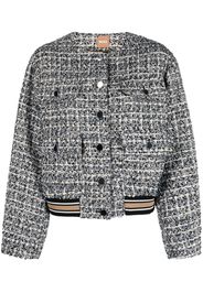 BOSS bouclé long-sleeve bomber jacket - Blu