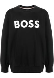 BOSS flocked-logo cotton sweatshirt - Nero