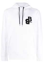 BOSS logo-embroidered cotton hoodie - Bianco