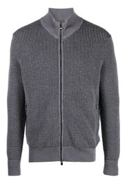 BOSS mock-neck waffle-knit cardigan - Grigio