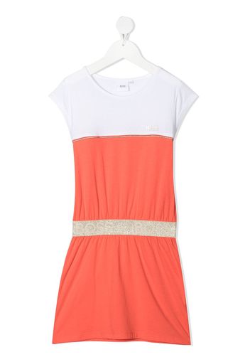 BOSS Kidswear piped-trimming colour-block T-shirt dress - Bianco