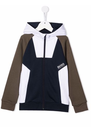 BOSS Kidswear colour-block zip-up hoodie - Blu