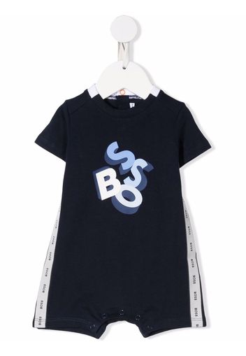 BOSS Kidswear logo print romper - Blu