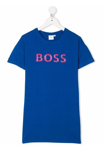 BOSS Kidswear Abito modello T-shirt con logo goffrato - Blu