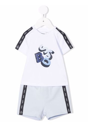 BOSS Kidswear two-tone logo-trim print tracksuit - Bianco