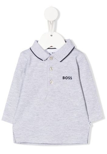 BOSS Kidswear logo-print long-sleeved polo shirt - Grigio