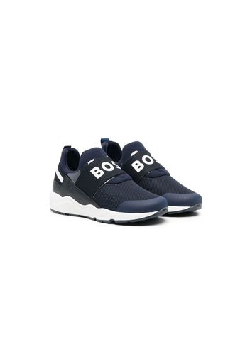 BOSS Kidswear logo-print low-top sneakers - Blu