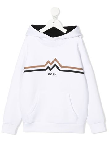 BOSS Kidswear graphic-print rib-trimmed hoodie - Bianco