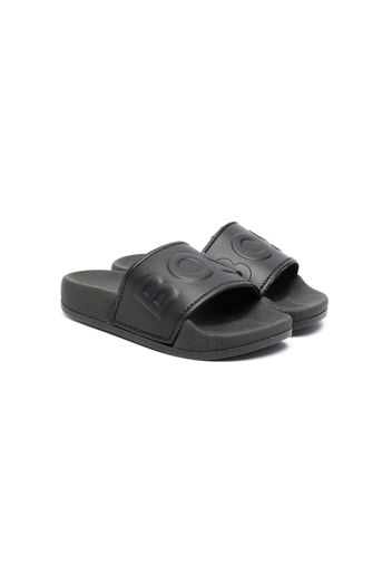 BOSS Kidswear debossed-logo slides - Nero