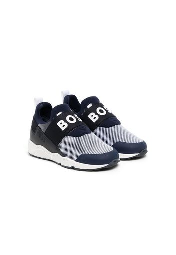 BOSS Kidswear logo-print strap sneakers - Blu