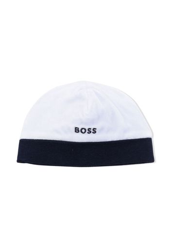 BOSS Kidswear embroidered-logo beanie - Blu