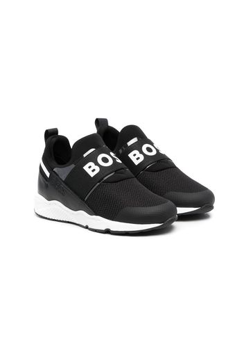 BOSS Kidswear logo-print slip-on sneakers - Nero