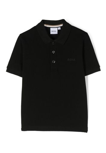 BOSS Kidswear embroidered-logo detail polo shirt - Nero