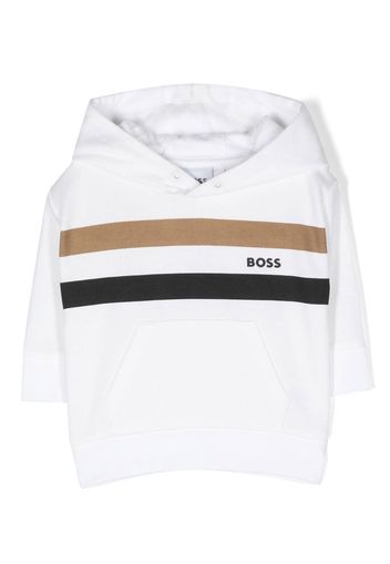 BOSS Kidswear Felpa a righe con stampa - Bianco