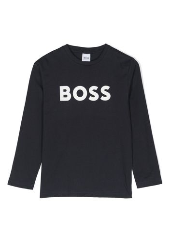 BOSS Kidswear T-shirt a maniche lunghe con stampa - Blu