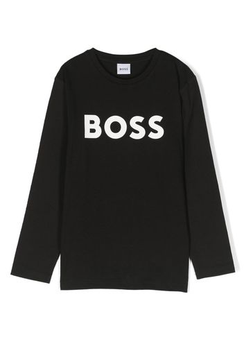 BOSS Kidswear T-shirt a maniche lunghe con stampa - Nero