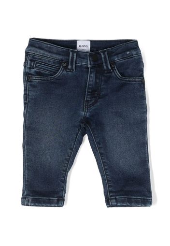 BOSS Kidswear embossed-logo washed jeans - Blu