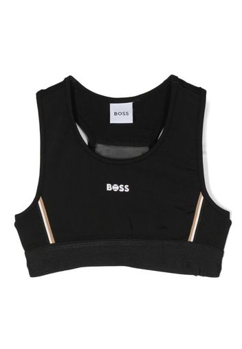 BOSS Kidswear logo-print cropped vest - Nero