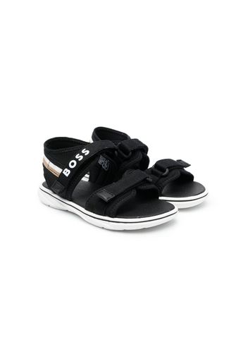 BOSS Kidswear logo-print touch-strap sandals - Nero