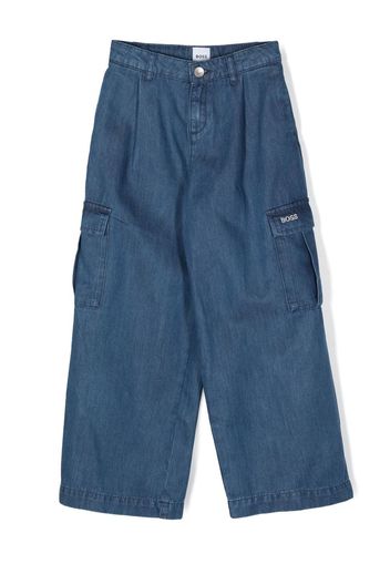 BOSS Kidswear wide-leg cargo jeans - Blu