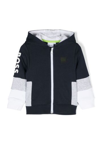 BOSS Kidswear logo-print zip-up hoodie - Blu