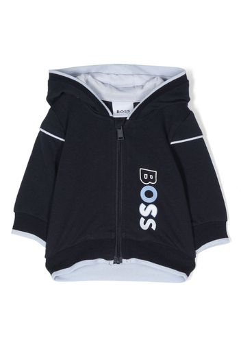 BOSS Kidswear logo-print zip-up hoodie - Blu