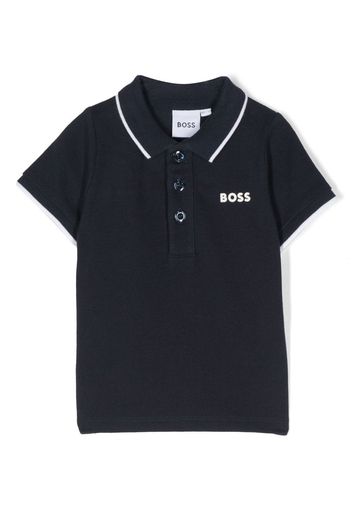 BOSS Kidswear logo-print piqué polo shirt - Blu